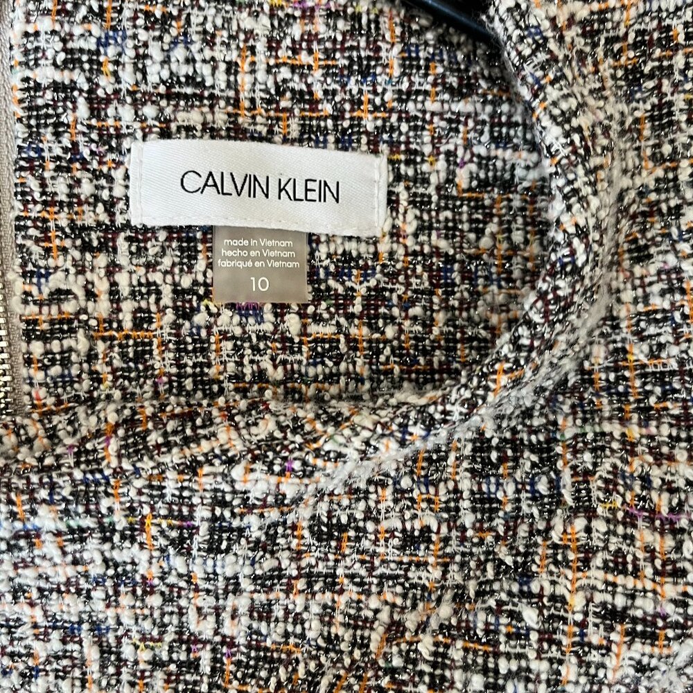 Calvin Klein Women Multicolored Tweed Sheath Dress Sz 10 Business Chic Preppy - Picture 4 of 10